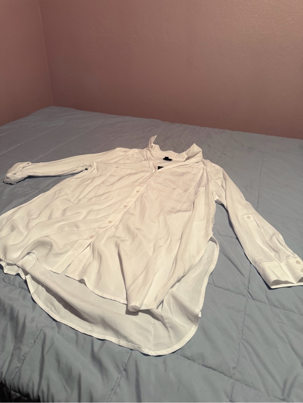 INC International Concepts White Collared Blouse